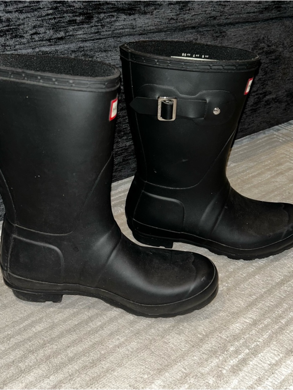 Hunter Black Mid Rain Boots with Logo - Picture 3 of 6